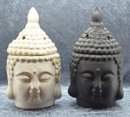 Duftlampe Buddha Kopf, schwarz oder weiß